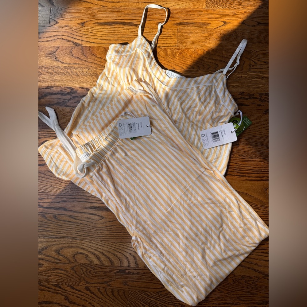 PJ Salvage Yellow & White Striped Tank Pajama Set
